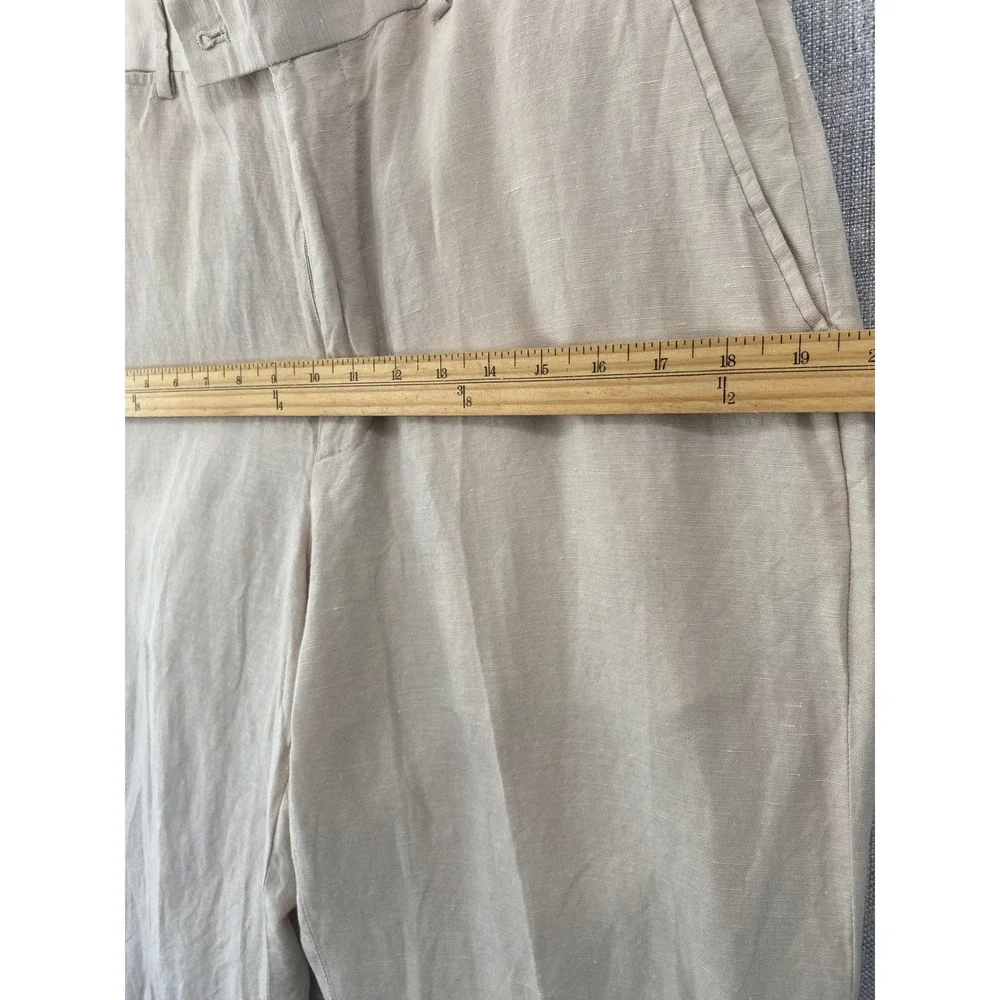 Louis Raphael LR2 Linen Blend Trousers Men 32x30 Beige Straight Leg Slub Dress
